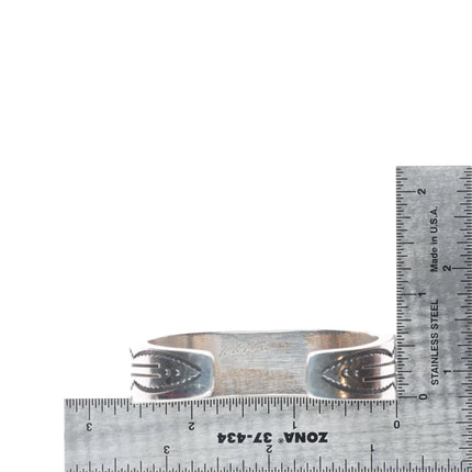 6" 40's-50's Zuni sterling silver spiny oyster/turquoise inlay cuff bracelet