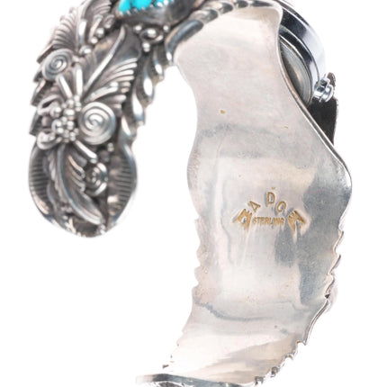 6.25" ADC Navajo high quality sterling silver turquoise watch cuff bracelet