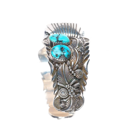 6.25" ADC Navajo high quality sterling silver turquoise watch cuff bracelet