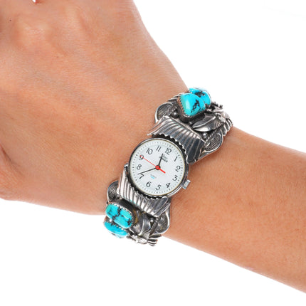 6.25" ADC Navajo high quality sterling silver turquoise watch cuff bracelet
