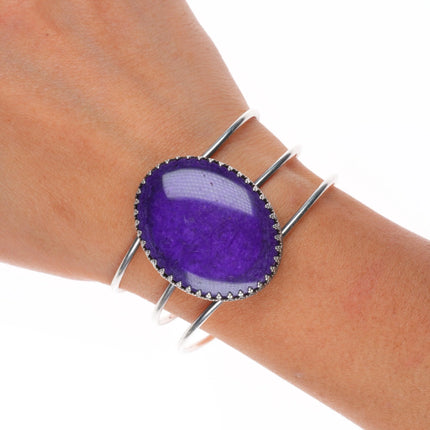 6" c1940 Zuni sterling silver spiny oyster/turquoise channel inlay cuff bracelet