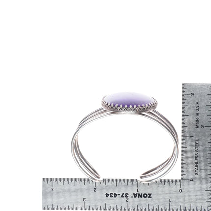 6" c1940 Zuni sterling silver spiny oyster/turquoise channel inlay cuff bracelet