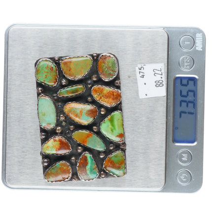 CJ Navajo sterling silver Royston turquoise nugget cluster belt buckle