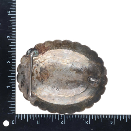 c1950's Navajo sterling silver hand stamped concho belt buckle