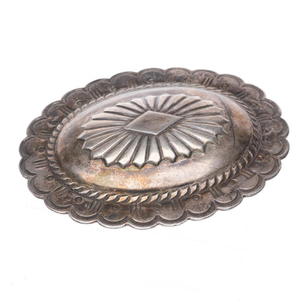 c1950's Navajo sterling silver hand stamped concho belt buckle