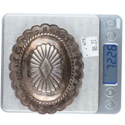 c1950's Navajo sterling silver hand stamped concho belt buckle