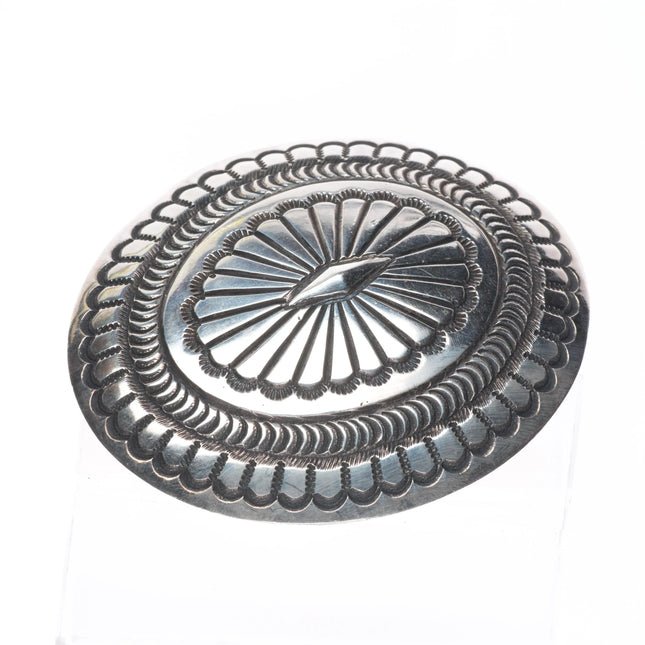 Arnold Maloney Navajo vintage deep stamped sterling silver concho belt buckle