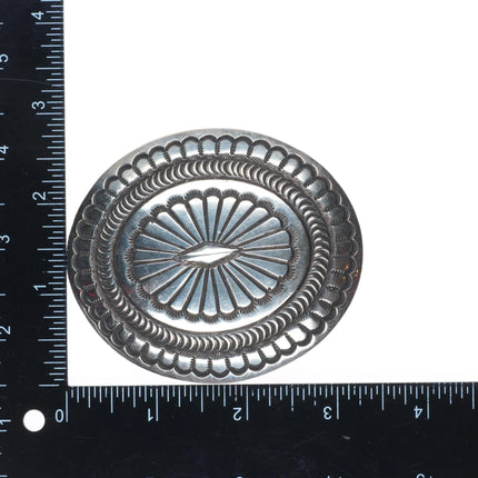 Arnold Maloney Navajo vintage deep stamped sterling silver concho belt buckle