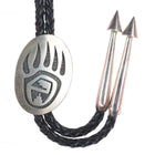 Vintage Gene Pooyouma Hopi Overlay bear paw bolo tie sterling silver