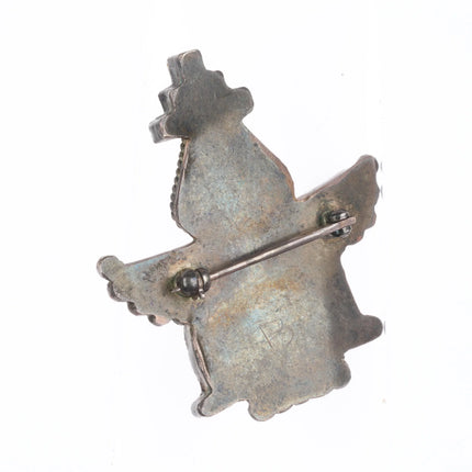 1940's Zuni sterling silver knifewing pin/brooch spiny oyster/turquoise inlay