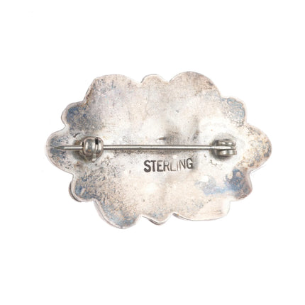 50's-60's Vintage Navajo sterling silver turquoise cluster pin/brooch