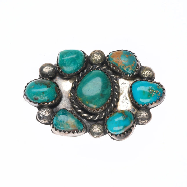 50's-60's Vintage Navajo sterling silver turquoise cluster pin/brooch