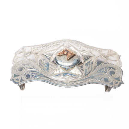 Vintage Irvine & Jachens San Francisco hand engraved sterling silver belt buckle