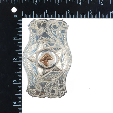 Vintage Irvine & Jachens San Francisco hand engraved sterling silver belt buckle