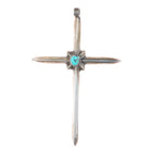Large vintage 50's-60's Navajo cast sterling silver cross pendant with turquoise