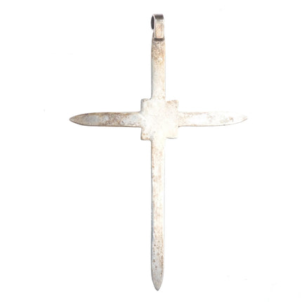Large vintage 50's-60's Navajo cast sterling silver cross pendant with turquoise