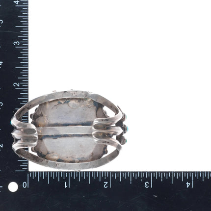 6.6" 1972 Zuni Snake eye turquoise sterling silver cuff bracelet US dollar coin