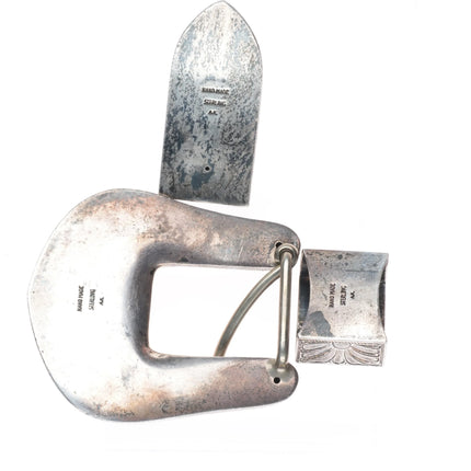 Ahmad Khan 1" Hand Engraved sterling silver ranger belt buckle set