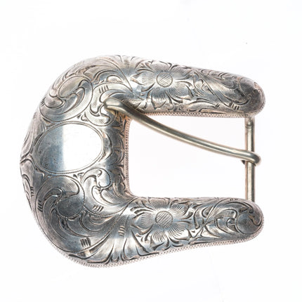 Ahmad Khan 1" Hand Engraved sterling silver ranger belt buckle set