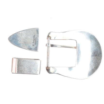 J Delgarito Navajo Sterling silver 3/4" ranger belt buckle set w/ chiseled rays
