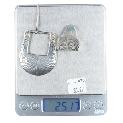 J Delgarito Navajo Sterling silver 3/4" ranger belt buckle set w/ chiseled rays