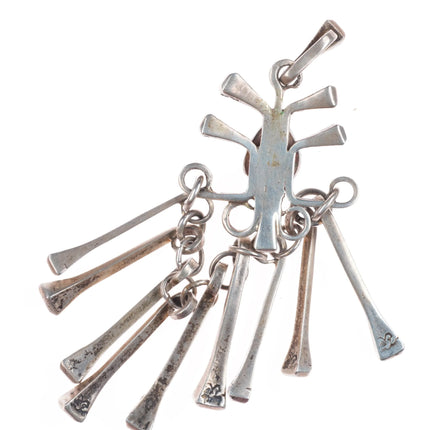 Vintage southwestern sterling silver modernist dangly necklace pendant turquoise