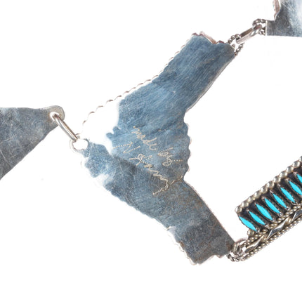 Vintage Nelson Harry Zuni sterling silver needlepoint turquoise  necklace