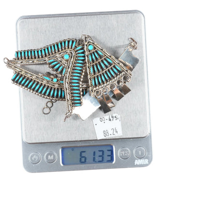 Vintage Nelson Harry Zuni sterling silver needlepoint turquoise  necklace