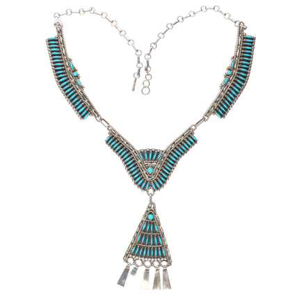 Vintage Nelson Harry Zuni sterling silver needlepoint turquoise  necklace