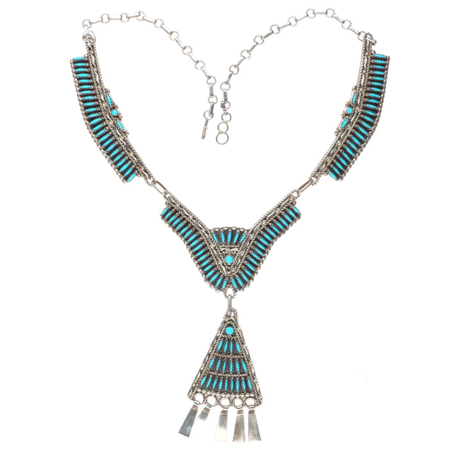 Vintage Nelson Harry Zuni sterling silver needlepoint turquoise  necklace