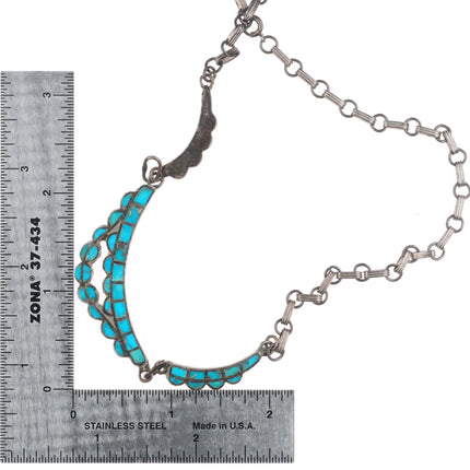 1940's Lambert Homer Sr Zuni sterling silver flush inlay turquoise necklace