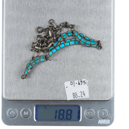 1940's Lambert Homer Sr Zuni sterling silver flush inlay turquoise necklace