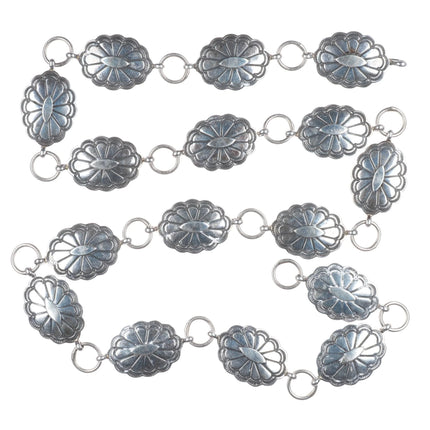 36" S Navajo sterling silver stamped link concho belt/hatband