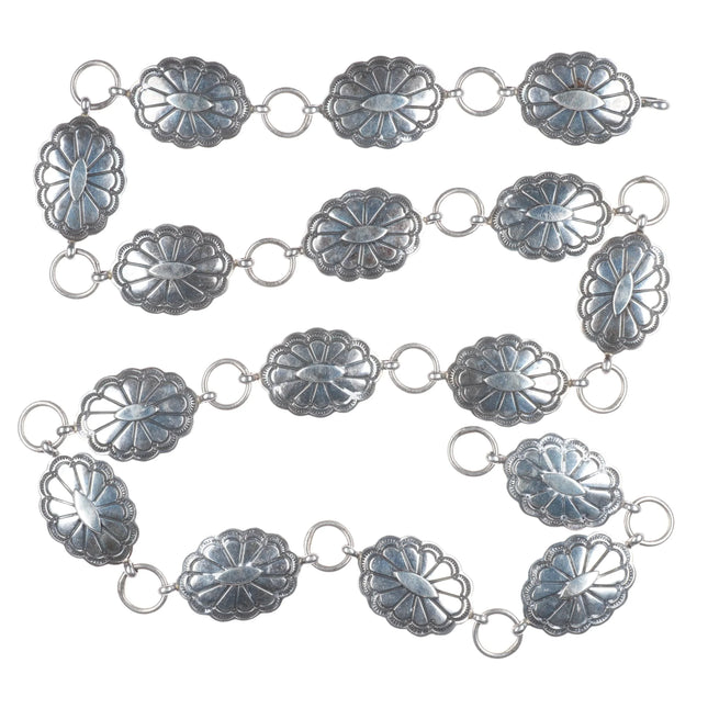 36" S Navajo sterling silver stamped link concho belt/hatband