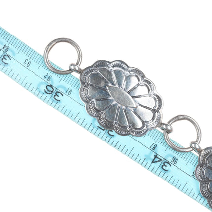 36" S Navajo sterling silver stamped link concho belt/hatband