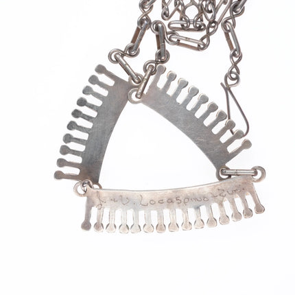 16" Locaspino Zuni sterling silver needlepoint turquoise bib/choker necklace