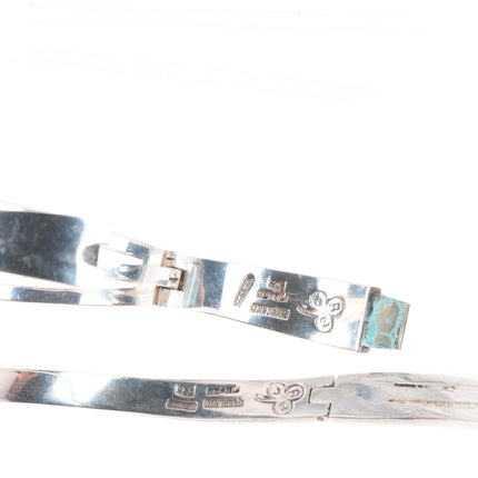 Heavy vintage sterling silver Mexican modernist bar choker/bangle bracelet