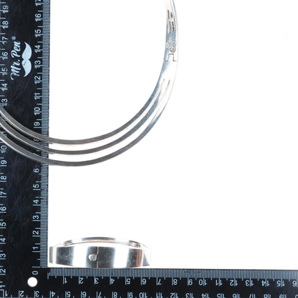 Heavy vintage sterling silver Mexican modernist bar choker/bangle bracelet