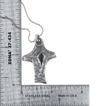 Retired James Avery sterling silver brutalist cross pendant