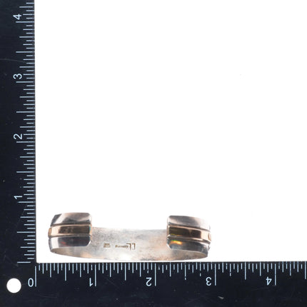 6.9" Dawn Lucas Navajo sterling silver 14k gold heavily stamped cuff bracelet