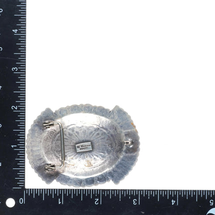 David Reeves Navajo sterling silver heavily stamped concho style belt buckle