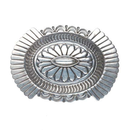 David Reeves Navajo sterling silver heavily stamped concho style belt buckle