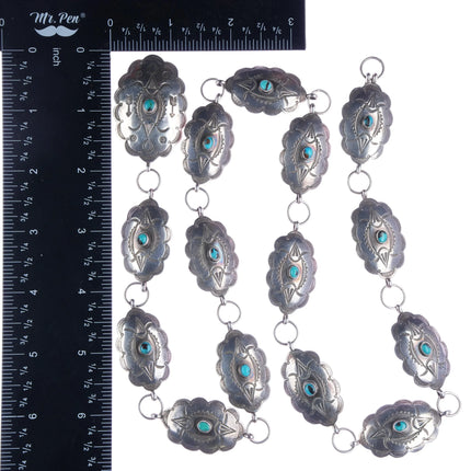 31.25" 40's-50's vintage Navajo sterling silver link concho belt/hatband