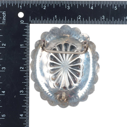 50's-60's Vintage Navajo sterling silver concho belt buckle w/nice turquoise