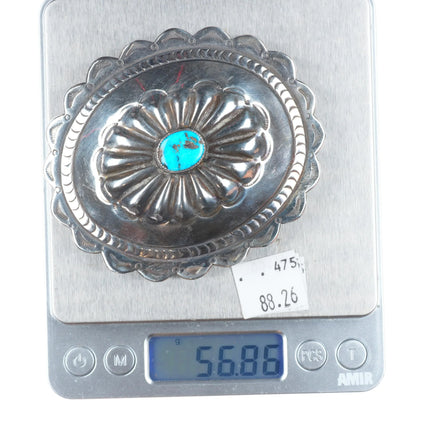 50's-60's Vintage Navajo sterling silver concho belt buckle w/nice turquoise