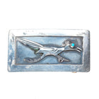 1960's Vintage Sterling silver Navajo roadrunner belt buckle w/turquoise eye