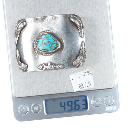 crude vintage southwestern sterling silver belt buckle awesome Nevada Turquoise