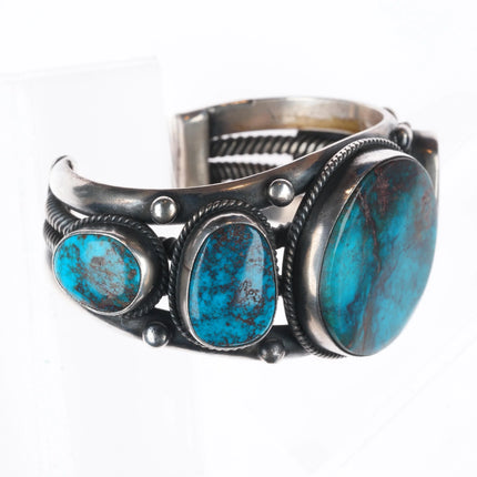 6.75" Verdy Jake Navajo Smoky Bisbee turquoise sterling silver cuff bracelet
