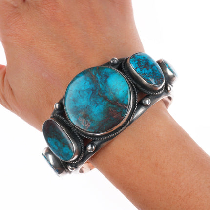 6.75" Verdy Jake Navajo Smoky Bisbee turquoise sterling silver cuff bracelet
