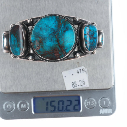 6.75" Verdy Jake Navajo Smoky Bisbee turquoise sterling silver cuff bracelet